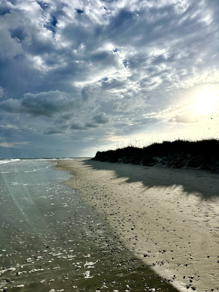 Walking along Topsail Beach NC almost sunset